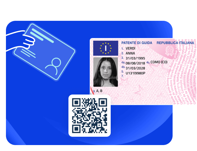 Telefono che mostra la Patente in app IO
