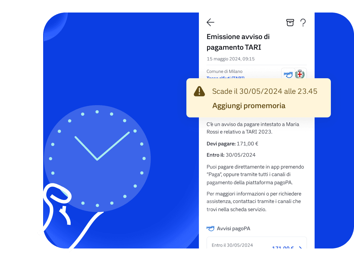 Telefono che mostra la funzionalità di promemoria in app