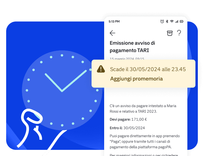 Telefono che mostra la funzionalità di promemoria in app