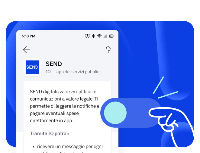 Telefono che mostra l'attivazione del servizio SEND