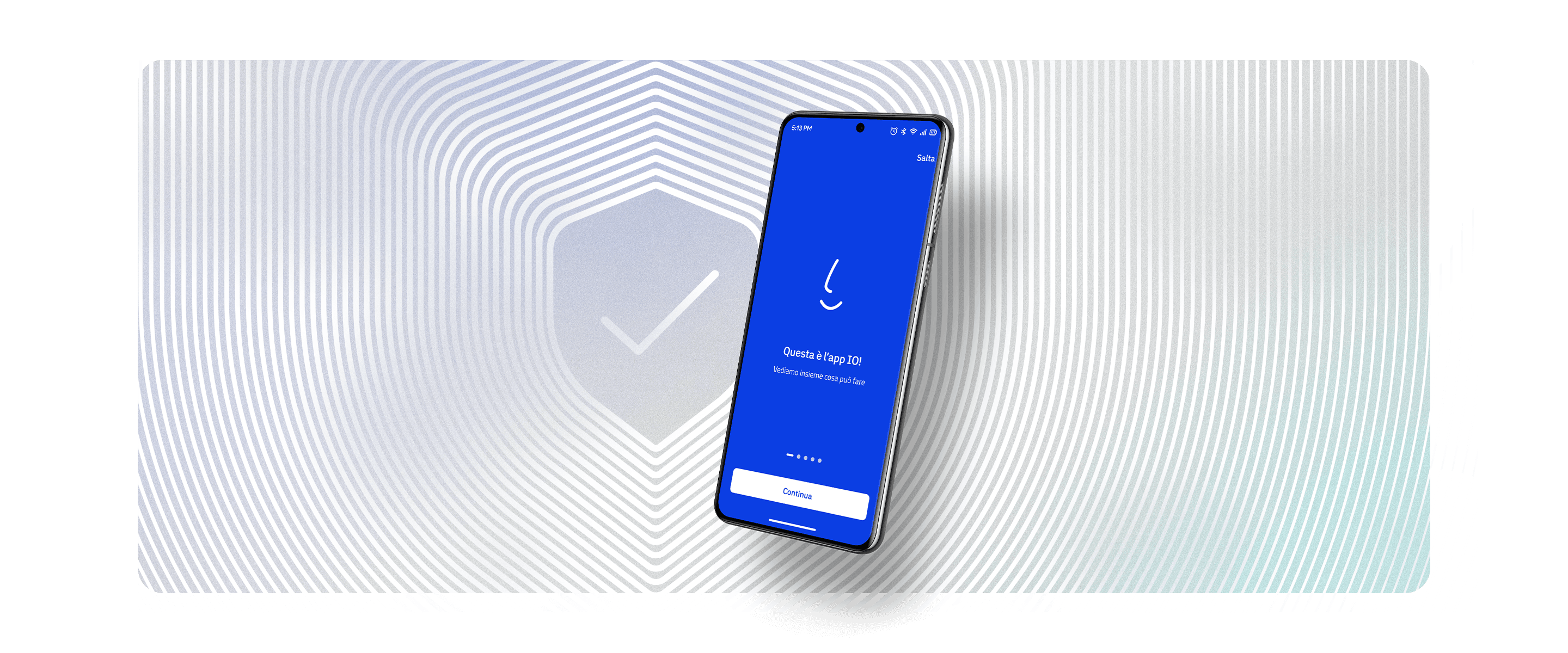 Telefono che mostra l'accesso all'app IO