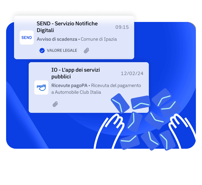 Esempio di messaggi dagli enti sull'app 
