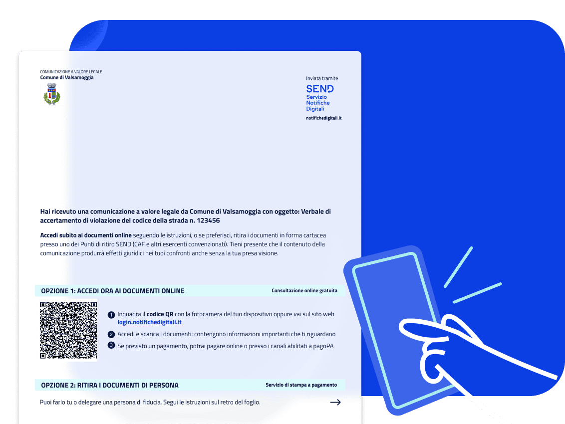 Avviso di avvenuta ricezione di una notifica SEND