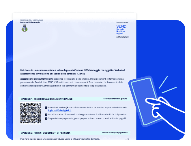 Avviso di avvenuta ricezione di una notifica SEND
